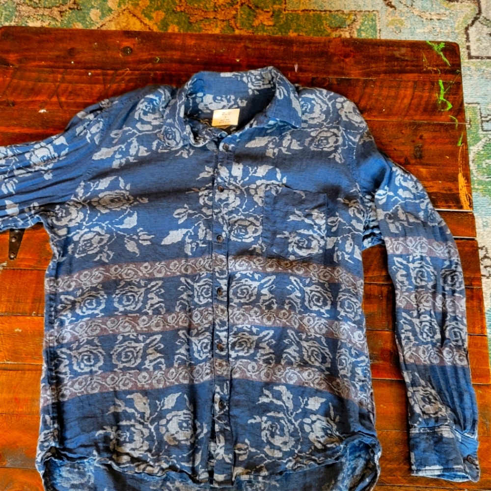 Billy Reid Linen Floral Long-sleeve XL